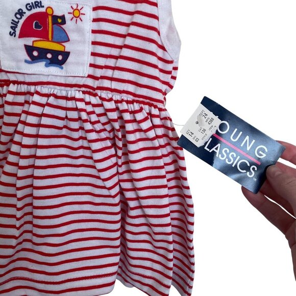NWT Vintage 90s Nautical Baby Dress - 1996 "Sailor Girl" 12M sailing Boat dress - Picture 2 of 7
